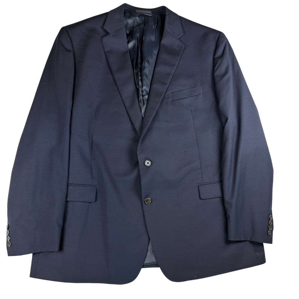 Lauren Ralph Lauren Mens 50L Navy Blue 100% Wool Natural Stretch Sport Coat